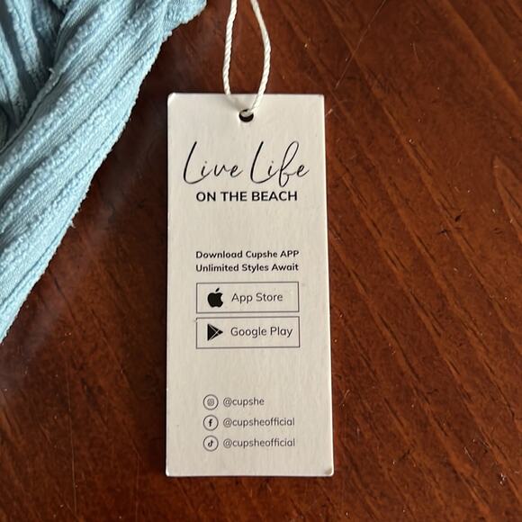 Cupshe Blue Textured Bikini Top Woman Size 0X NWT - Picture 5 of 8